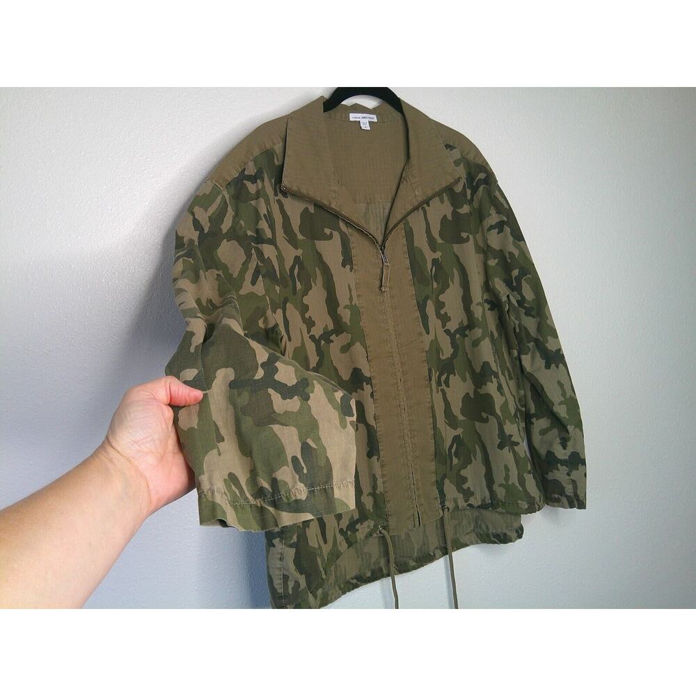 James Perse Army Green Tan Camo Print Zip Band Neck Long Sleeve Jacket 4 / XL - Picture 6 of 16